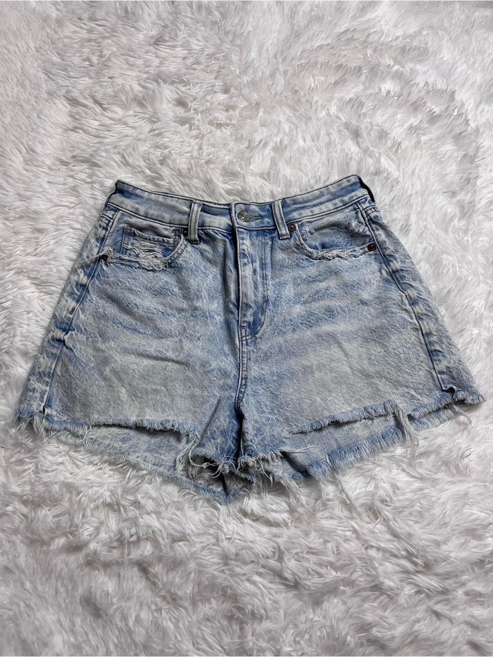 American Eagle Outfitters Light Blue Distressed Denim Shorts